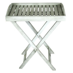 Charles Bentley FSC Acacia White Washed Wooden Butler Tray - Space Saving Design Compact Foldable - Maximum Weight 20Kg