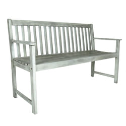 Charles Bentley FSC Acacia White Washed Wooden Garden Patio Outdoor 2 Seater Bench 14kg Max User: 160kg