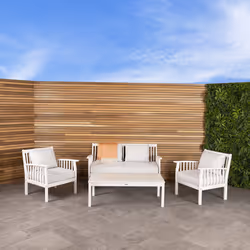 Charles Bentley FSC Acacia White Washed 4 Piece Sofa Garden Outdoor Patio Lounge Set - Sofa, 2 x Chair, Table