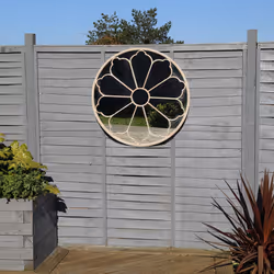 Charles Bentley Round Outdoor Flower Mirror Decorative Cream Beige Sand Shabby Chic Iron H92 x D11cm