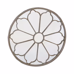 Charles Bentley Round Outdoor Flower Mirror Decorative Cream Beige Sand Shabby Chic Iron H92 x D11cm