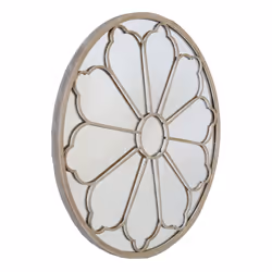 Charles Bentley Round Outdoor Flower Mirror Decorative Cream Beige Sand Shabby Chic Iron H92 x D11cm