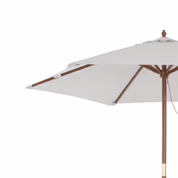 Charles Bentley Garden Large 2.4M Wooden Garden Patio Parasol Shade Umbrella 38Mm Pole Easy Opening Showerproof Grey