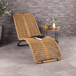 Charles Bentley Zanzibar Sun Lounger Bed Natural PE Rattan With Powder Coated Frame Garden