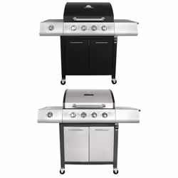 Charles Bentley 5 Burner Premium Gas BBQ 4X Burner with 1 Side Double Layered Hood Lid Thermometer in Grey Or Black