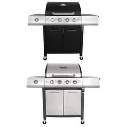 Charles Bentley 5 Burner Premium Gas BBQ 4X Burner with 1 Side Double Layered Hood Lid Thermometer in Grey Or Black