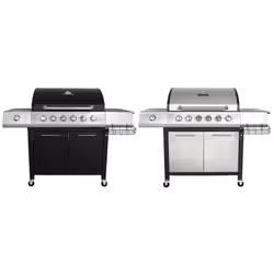 Charles Bentley 7 Ignitable Burner Premium Gas BBQ Barbecue Side Burner with Lid Thermometer in Black & Grey