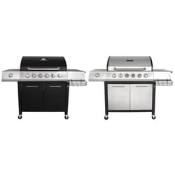 Charles Bentley 7 Ignitable Burner Premium Gas BBQ Barbecue Side Burner with Lid Thermometer in Black & Grey
