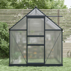 Charles Bentley Aluminium Frame Polycarbonate Greenhouse with Adjustable Roof Vents Grey 6 x 6.1ft