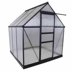 Charles Bentley Aluminium Frame Polycarbonate Greenhouse with Adjustable Roof Vents Grey 6 x 6.1ft