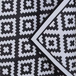 Charles Bentley Diamond Pattern Lightweight Waterproof Indoor/Outdoor/Patio Flatweave Large Rug Black W230 x L160cm