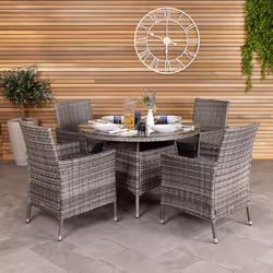 Charles Bentley Garden Outdoor 4 Piece Rattan Dining Set Grey