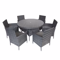 Charles Bentley Garden Outdoor 6 Piece Rattan Dining Set Grey