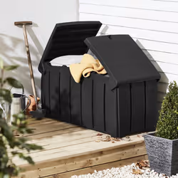 Charles Bentley Ward 322L Storage Box- Black H60 x L115 x W55cm Butterfly Lid Weather Proof Robust Padlock Hole