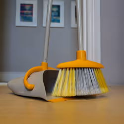 Charles Bentley Brights Indoor Long Handled Lobby Dustpan & Brush Set - Yellow