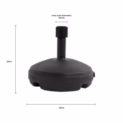 Charles Bentley Outdoor Plastic Round 7L Umbrella Base Garden Sturdy and Secure - 33cm Dia
