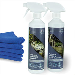 Charles Bentley Outdoor Glass Window Mirror and Outdoor Furniture Cleaner Duo Set with Microfiber Cloths 500ml
