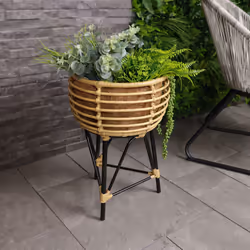 Charles Bentley Casablanca Plant Stand Natural Black Rattan