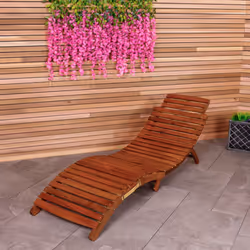 Charles Bentley Large Folding Curved Reclining FSC Wooden Sun Lounger Patio Sunbed