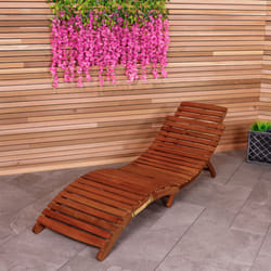 Charles Bentley Large Folding Curved Reclining FSC Wooden Sun Lounger Patio Sunbed