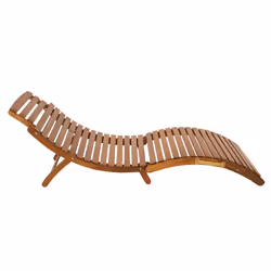 Charles Bentley Large Folding Curved Reclining FSC Wooden Sun Lounger Patio Sunbed