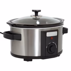 Charles Bentley 6.5L Slow Cooker Black Removable Ceramic Bowl Large Stainless Steel Tempered Glass Lid 5-6 People 315W