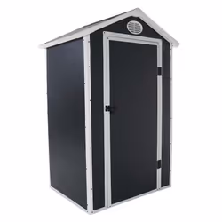 Charles Bentley Plastic Storage Shed 4.4ft x 3.4ft Grey Small Roof Outdoor Garden Tall Box Store Tools