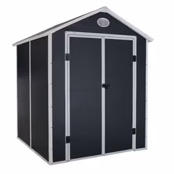 Charles Bentley Plastic Storage Garden Shed 6.3ft x 6.2ft Grey Medium Roof Outdoor Garden Tall Box Store Tools