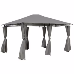 Charles Bentley 3m x 4m Steel Art Large Gazebo With Side Curtains Grey Powdered Coated Steel