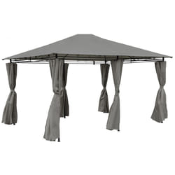 Charles Bentley 3m x 4m Steel Art Large Gazebo With Side Curtains Grey Powdered Coated Steel
