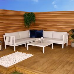 CHARLES BENTLEY FSC Acacia, White Washed, Corner Lounge Set, Garden, Outdoor, Patio, Sofa, 1x Sofa, Coffee Table, Contemporar ...