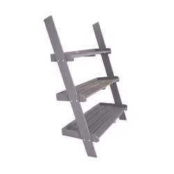 Charles Bentley FSC Wide Wooden Ladder Planter - Grey 3 Shelves Wood Modern Planting Vertical Garden Herbs Flowers