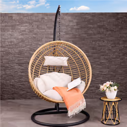 Charles Bentley Single Hanging Swing Chair H198 x Diameter 104cm Natural