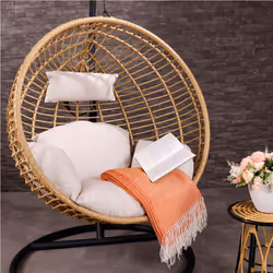 Charles Bentley Single Hanging Swing Chair H198 x Diameter 104cm Natural