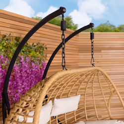 Charles Bentley Double Hanging Swing Chair Seat H196 x D117 x W167cm Natural Egg Hang Bench Seating Outdoor Garden Furniture