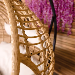 Charles Bentley Double Hanging Swing Chair Seat H196 x D117 x W167cm Natural Egg Hang Bench Seating Outdoor Garden Furniture