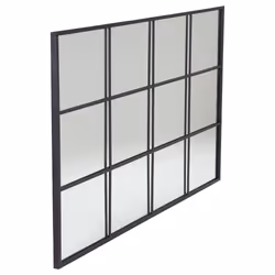 Charles Bentley Large Garden Industrial Window Mirror Accessory Feature L120 x D2.5cm x W80cm Black