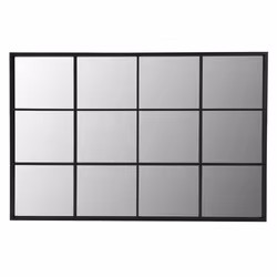 Charles Bentley Large Garden Industrial Window Mirror Accessory Feature L120 x D2.5cm x W80cm Black