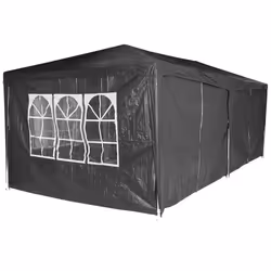 Charles Bentley 3m x 6m Party Tent Gazebo - Dark Grey - Large Showerproof Marquee Plastic Waterproof with Windows