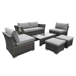 Charles Bentley St Tropez Rattan Lounge Set - Outdoor Space Saving Furniture Coffee Table Sofa Chairs Garden Compact Contemporary