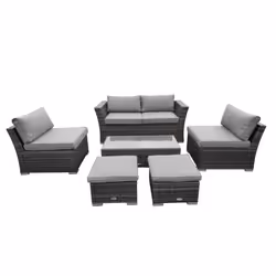 Charles Bentley St Tropez Rattan Lounge Set - Outdoor Space Saving Furniture Coffee Table Sofa Chairs Garden Compact Contemporary
