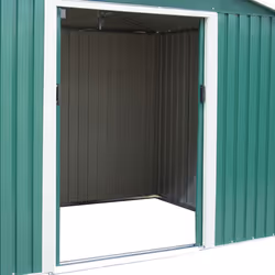 Charles Bentley 8Ft X 6Ft Dark Green Metal Garden Storage Shed Zinc Floor Frame