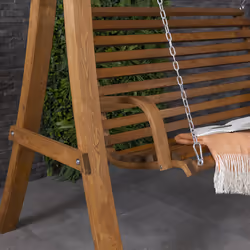2-3 Seater Larch Wood Wooden Garden Outdoor Swing Seat Bench Hammock 1.9M