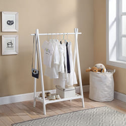 Charles Bentley Large Solid Wood Hanging Clothes Rail/Clothing Stand/Shoe Rack 150x50x89cm White