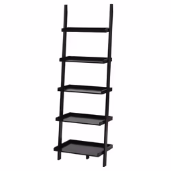Charles Bentley Tall Wooden 5 Rung Ladder Storage Shelving Unit Display Shelf Black 180x40x60cm
