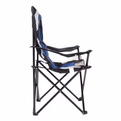 Charles Bentley Odyssey Single Folding Camping Chair Blue & Grey Lightweight Carrybag Drink Holder Portable Festival Comfortable Staycation