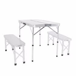 Charles Bentley ODYSSEY 4 Seater Compact Folding Aluminium Bench Camping Dining Set Four Seats Camping Table Outdoor Portable