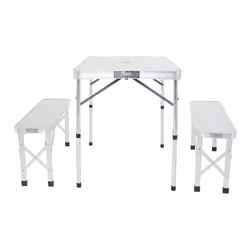 Charles Bentley ODYSSEY 4 Seater Compact Folding Aluminium Bench Camping Dining Set Four Seats Camping Table Outdoor Portable