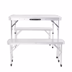 Charles Bentley ODYSSEY 4 Seater Compact Folding Aluminium Bench Camping Dining Set Four Seats Camping Table Outdoor Portable
