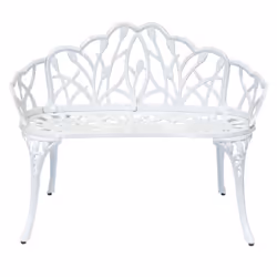 Charles Bentley White Tulip Cast Aluminium Metal 2 Seats Garden Patio Bench Seat